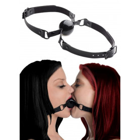 Morso bondage gag ball sexy restraint bdsm doppio sextoys in pelle nero sadomaso