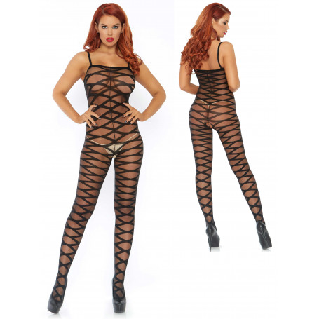 Bodystocking tutina sexy lingerie nero trasparente donna catsuit intimo aperto