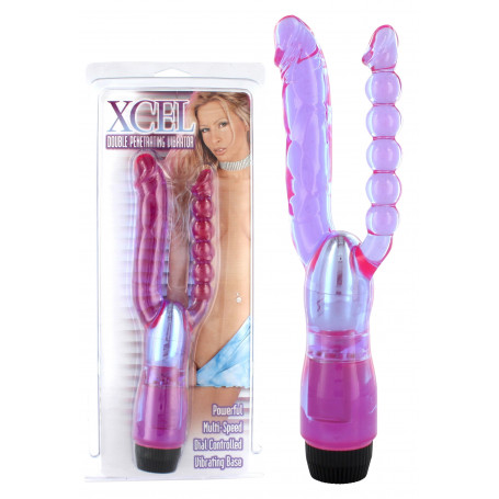 Vibratore doppio pene finto vaginale fallo a sfere anale vibrante pene finto sex