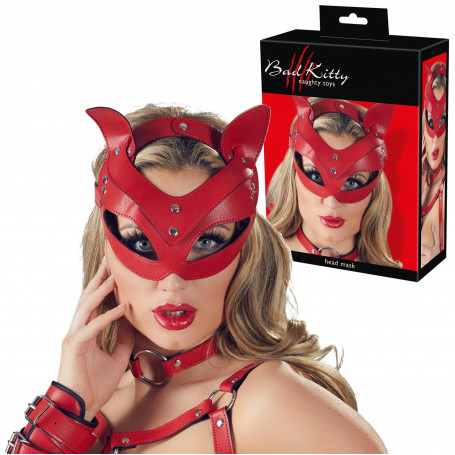 Maschera donna sexy sadomaso catwoman mascherina rossa bondage gatta fetish red