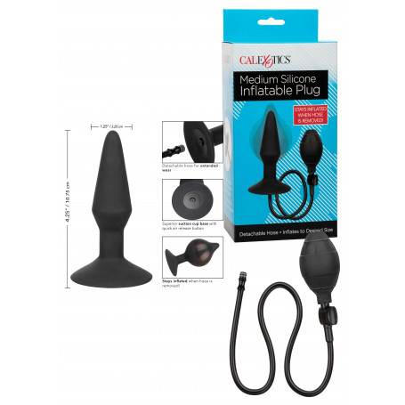 Plug gonfiabile anale in silicone dilatatore fallo nero butt con ventosa stimola