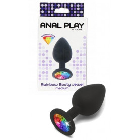 Anal plug in silicone con pietra fallo tappo stimolatore anale dilatatore nero