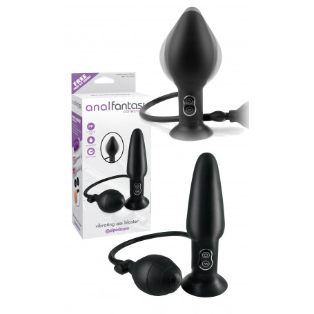 Vibratore anale gonfiabile anal plug dilatatore con ventosa in silicone nero sex