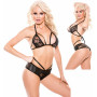 Completo intimo donna 2 pz reggiseno perizoma sexy lingerie erotica pizzo nero