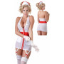 Mini abito erotico con zip aderente bianco travestimento infermiera sexy donna