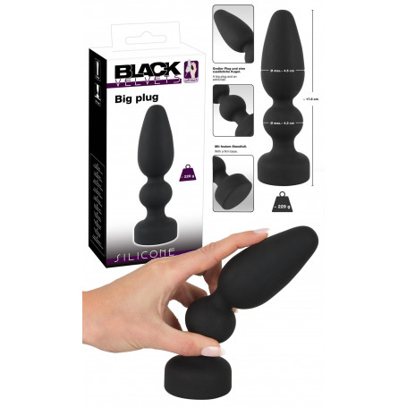 Plug anale in silicone nero grande dilatatore fallo tappo anal morbido a sfere