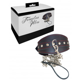 Collare con guinzaglio bdsm costrittvo bondage nero in cuoio e pelle sadomaso