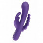 Vibratore triplo in silicone ricaricabile fallo vaginale anale stimola clitoride