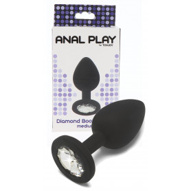 Plug anale in silicone nero con pietra stimolatore tappo anal dilatatore morbido