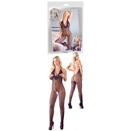 Tutina sexy donna bodystocking intimo aperto catsuit a rete e pizzo fishnet hot