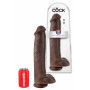 Fallo maxi pene finto realistico grande con ventosa e testicoli dildo marrone