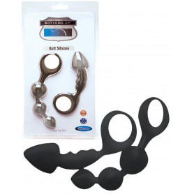 Fallo anale in silicone nero kit 2 pz dildo a sfere stimolatore anal plug butt