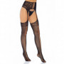 Collant a rete e pizzo neri traparente calze sexy donna in nylon con reggicalze