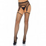 Collant sexy donna calze a rete in nylon neri con reggicalze fishnet lingerie