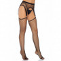 Collant sexy donna calze a rete in nylon neri con reggicalze fishnet lingerie