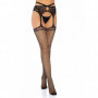 Collant donna in nylon a rete neri fishnet sexy calze con reggicalze in pizzo