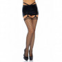 Collant donna in nylon a rete neri fishnet sexy calze con reggicalze in pizzo