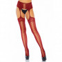 Collant sexy donna calze in nylon a rete con reggicalze in pizzo rossi lingerie