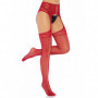 Collant sexy donna calze in nylon a rete con reggicalze in pizzo rossi lingerie