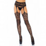 Calze sexy donna in pizzo trasparente lingerie hot collant con reggicalze neri