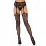 Calze sexy donna in pizzo trasparente lingerie hot collant con reggicalze neri