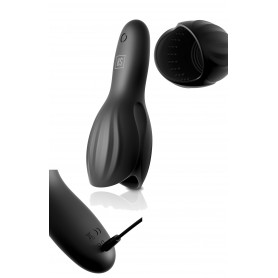 Masturbatore maschile vibrante in silicone nero stimolatore per pene automatico
