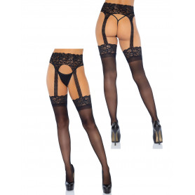 Calze donna sexy collant neri autoreggenti con reggicalze in pizzo coprenti hot