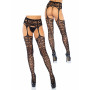 Calze sexy donna in pizzo trasparente lingerie hot collant con reggicalze neri