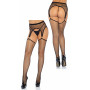 Collant sexy donna calze a rete in nylon neri con reggicalze fishnet lingerie