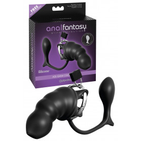 Cintura di castità per pene in silicone nero con anello fallico e plug anale sex