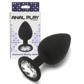 Plug anale in silicone nero con pietra dilatatore anal butt fallo morbido sextoy