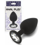 Plug anale in silicone nero con pietra dilatatore anal butt fallo morbido sextoy