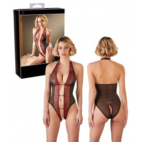 Body intimo sexy lingerie erotica donna nero trasparente e pizzo rosso bodysuit