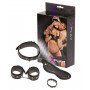 Kit costrittivo bdsm set manette collare maschera con anello fallico bondage sex
