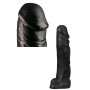 Fallo realistico vaginale anale pene finto nero con ventosa e testicoli grande