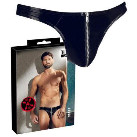 Slip uomo sexy nero mutande a vita bassa con cerniera latex aperto intimo black