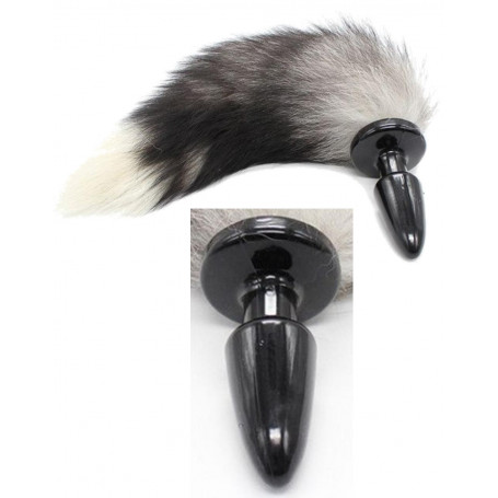 Plug anale grande con coda Fallo tappo anal butt nero dilatatore uomo e donna