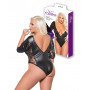 Body intimo donna sexy lingerie erotica bodysuit in pizzo pelle nero trasparente