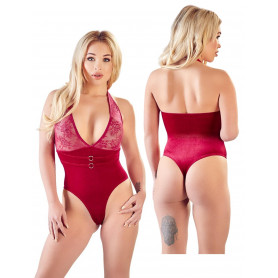 Body intimo sexy donna in velluto e pizzo rosso bodysuit elegante lingerie hot
