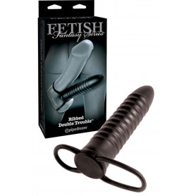 Fallo indossabile nero per doppia penetrazione dildo anale con anello fallico