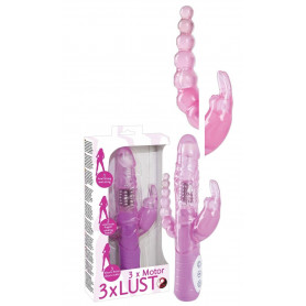 Vibratore rabbit doppio dildo vaginale fallo anale a sfere pene finto vibrante