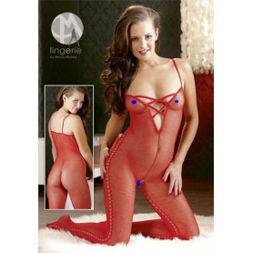 Tutina a rete trasparente donna sexy bodystocking intimo aperto fishnet catsuit