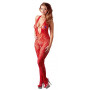 Tutina sexy donna bodystocking in pizzo rosso trasparente intimo aperto elegante