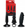 Kit fallo anale con ventosa pene finto realistico anal plug butt vibrante nero