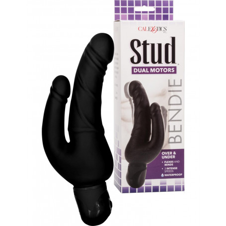 Vibratore realistico doppio fallo dildo pene finto vibrante vaginale anale nero