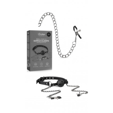 Costrittivo bondage morso con pinze per capezzoli gag ball nipple clamps bdsm