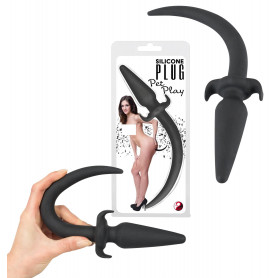 Plug anale in silicone con coda fallo liscio dilatatore anal butt tail nero