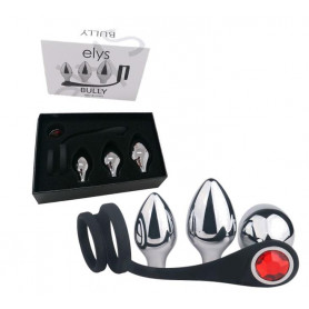 Plug anale kit in metallo e silicone dilatatore anal butt con anello fallico