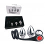 Plug anale kit in metallo e silicone dilatatore anal butt con anello fallico