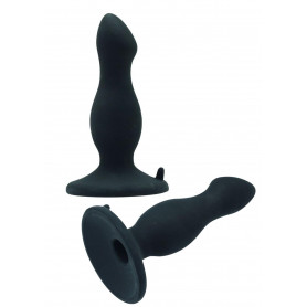 Plug anale in silicone nero fallo liscio con ventosa dilatatore anal butt black